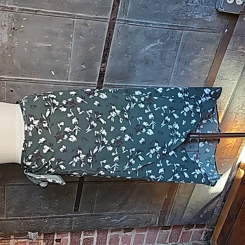 Floral green wrap skirt